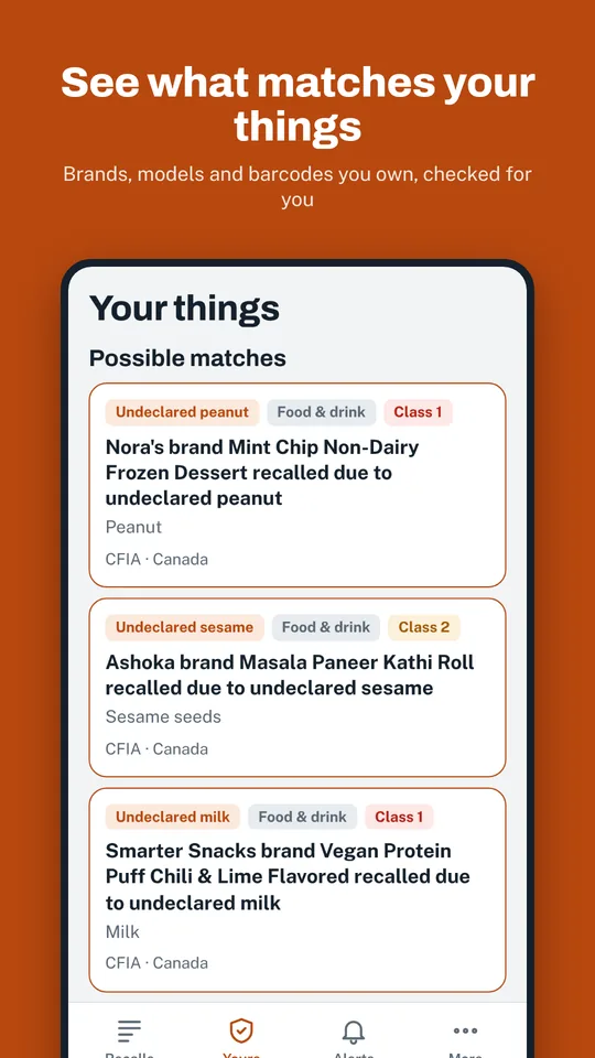 Possible matches for the things you own