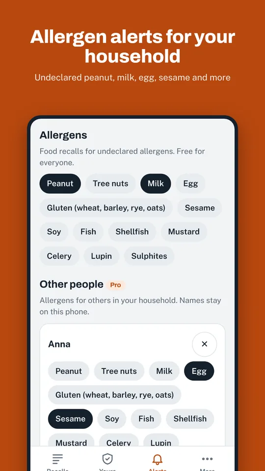 Allergen alerts for your household
